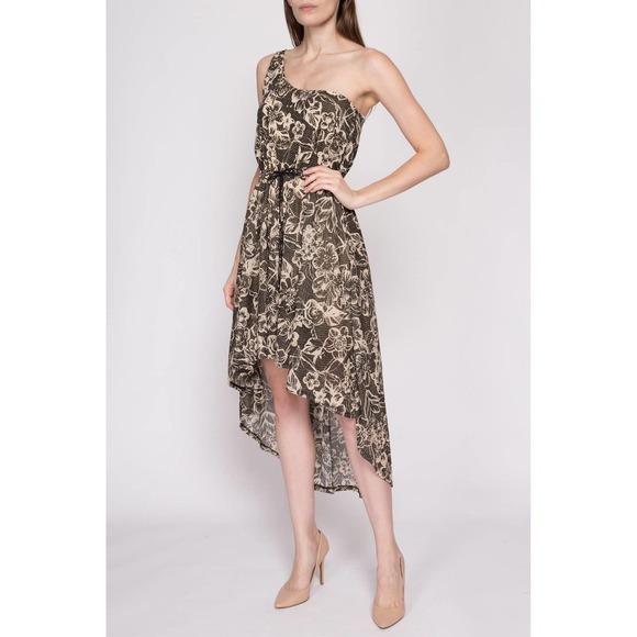 S| Y2K Floral One Shoulder High-Low Dress - Small | Boho Vintage Sundress - Picture 3 of 7